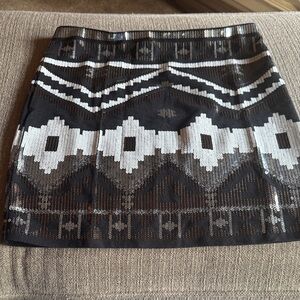 Express Black and White Patterned Mini Skirt